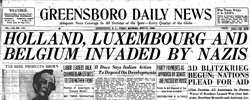 Front page headline: Holland, Luxembourg and Belgium Invaded