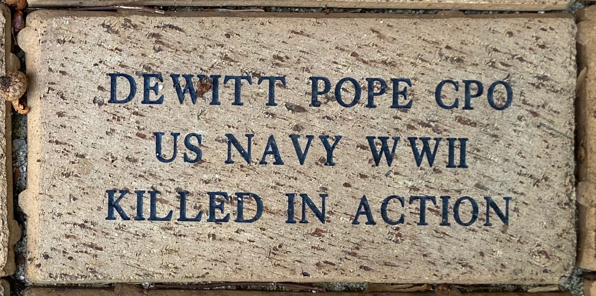 DEWITT POPE CPO US NAVY WWII KILLED IN ACTION