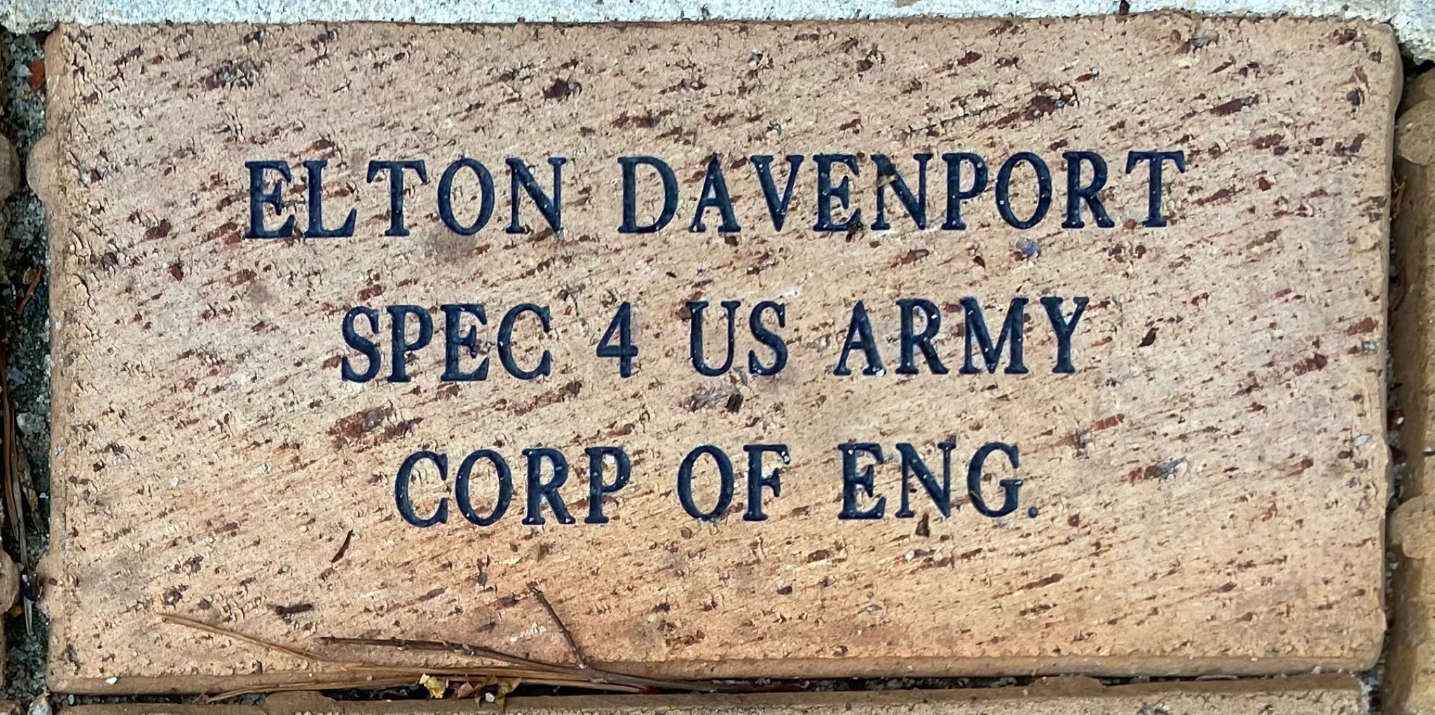 ELTON DAVENPORT SPEC 4 U S ARMY CORP OF ENG.