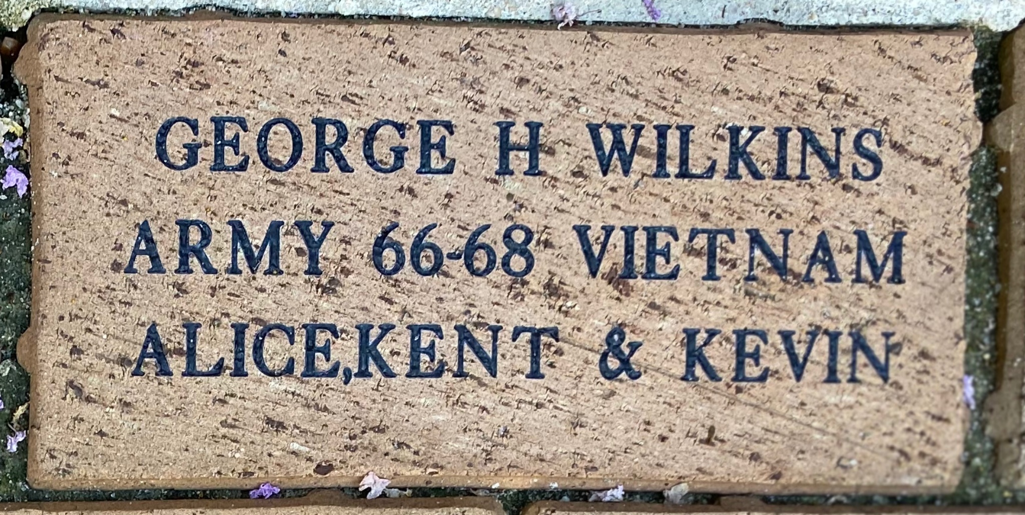 GEORGE H WILKINS ARMY 66-68 VIETNAM ALICE,KENT & KEVIN
