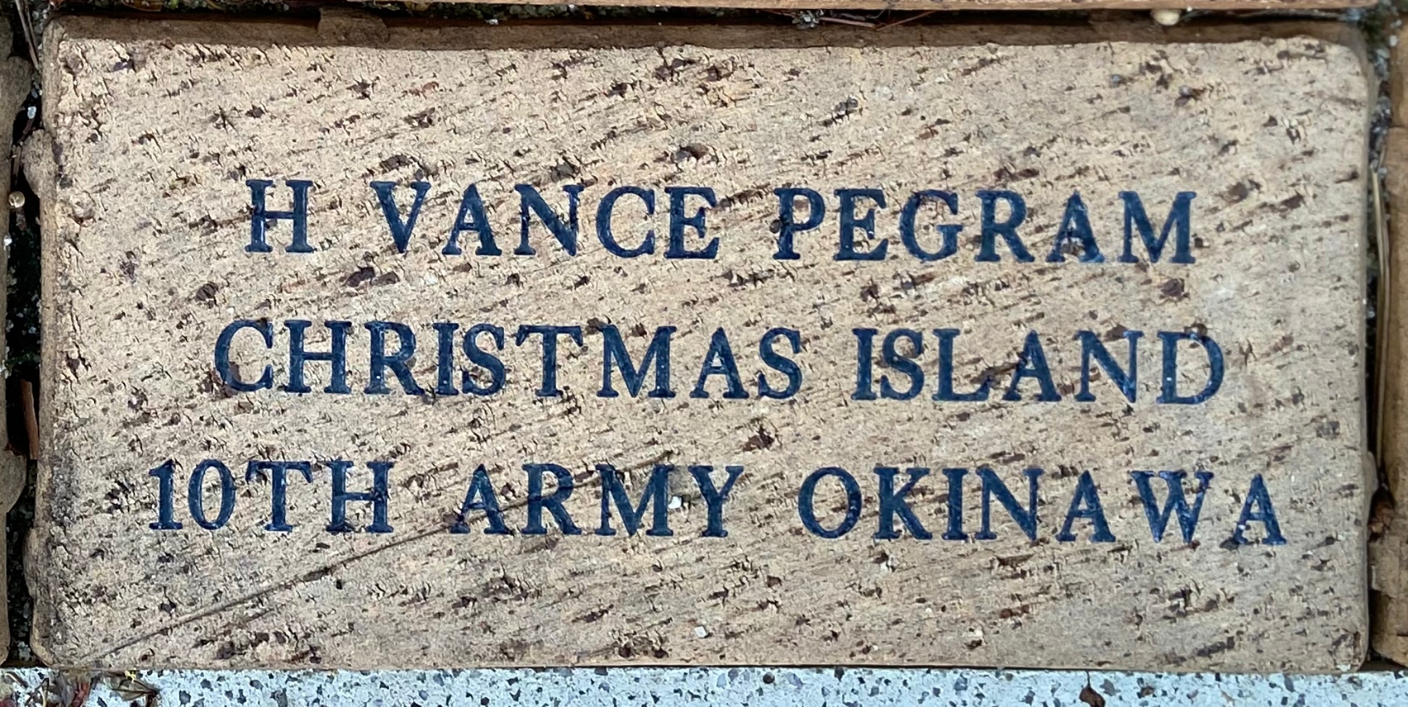 H VANCE PEGRAM CHRISTMAS ISLAND 10TH ARMY OKINAWA
