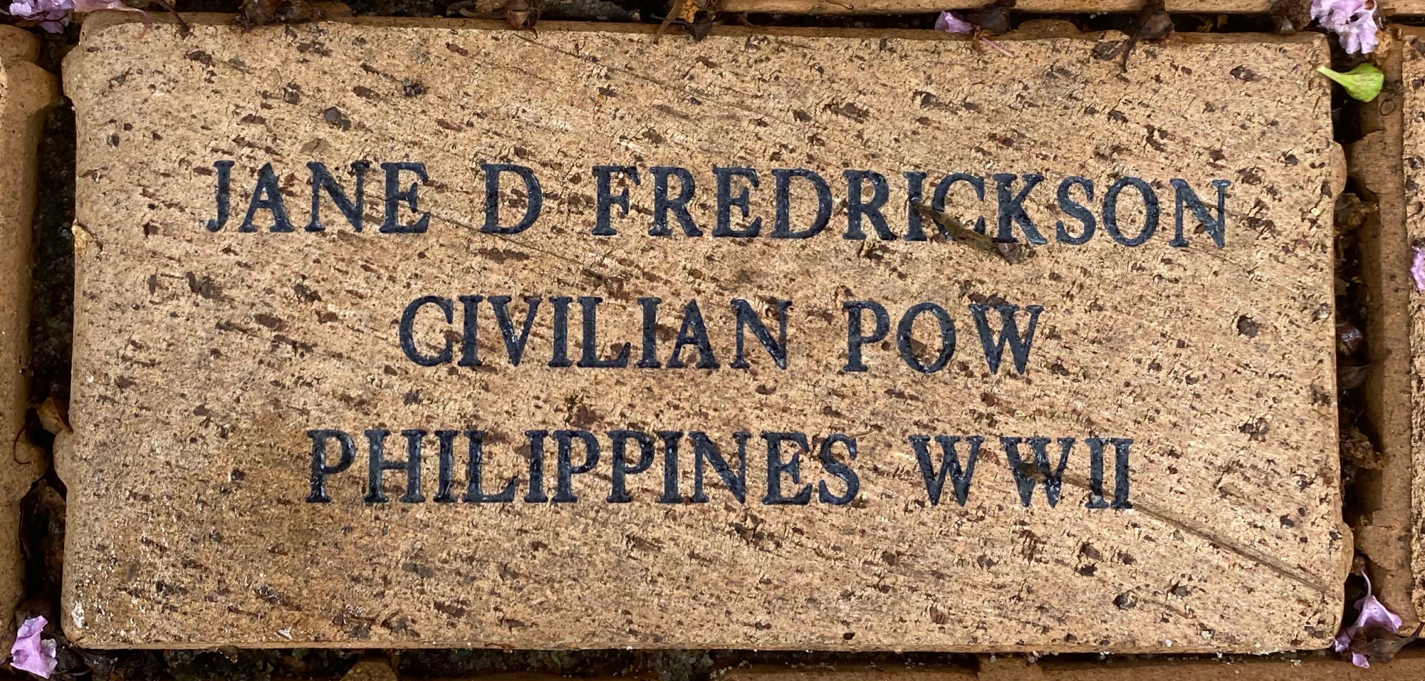 JANE D FREDRICKSON CIVILIAN POW PHILIPPINES WWII