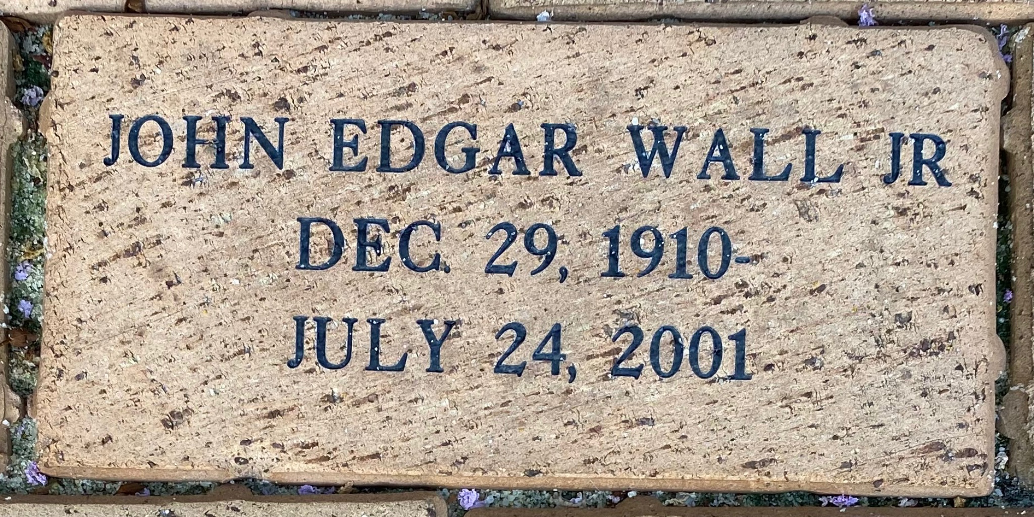 JOHN EDGAR WALL JR DEC. 29,1910- JULY 24, 2001