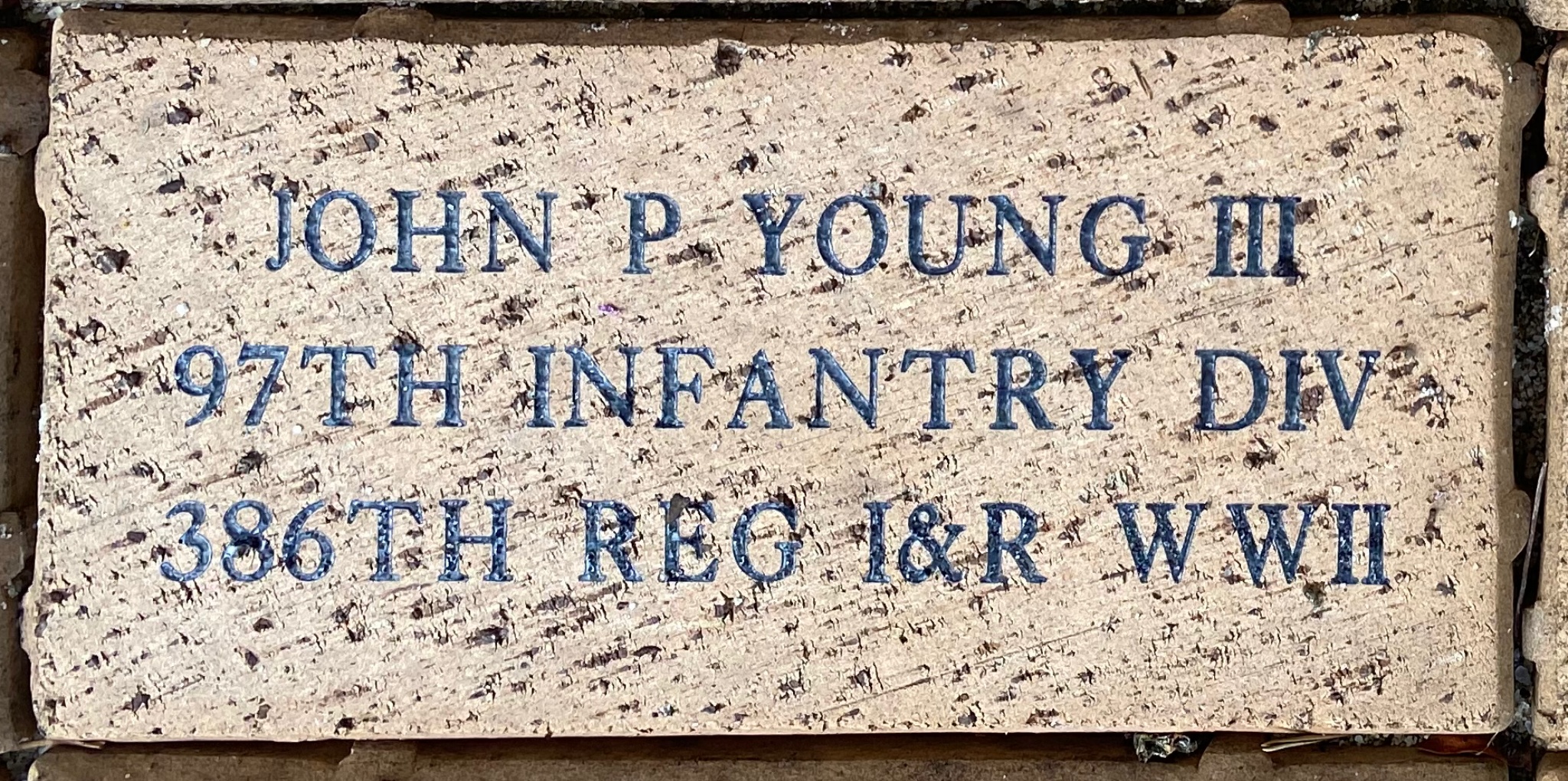 JOHN P YOUNG III 97TH INFANTRY DIV 386TH REG I&R WWII
