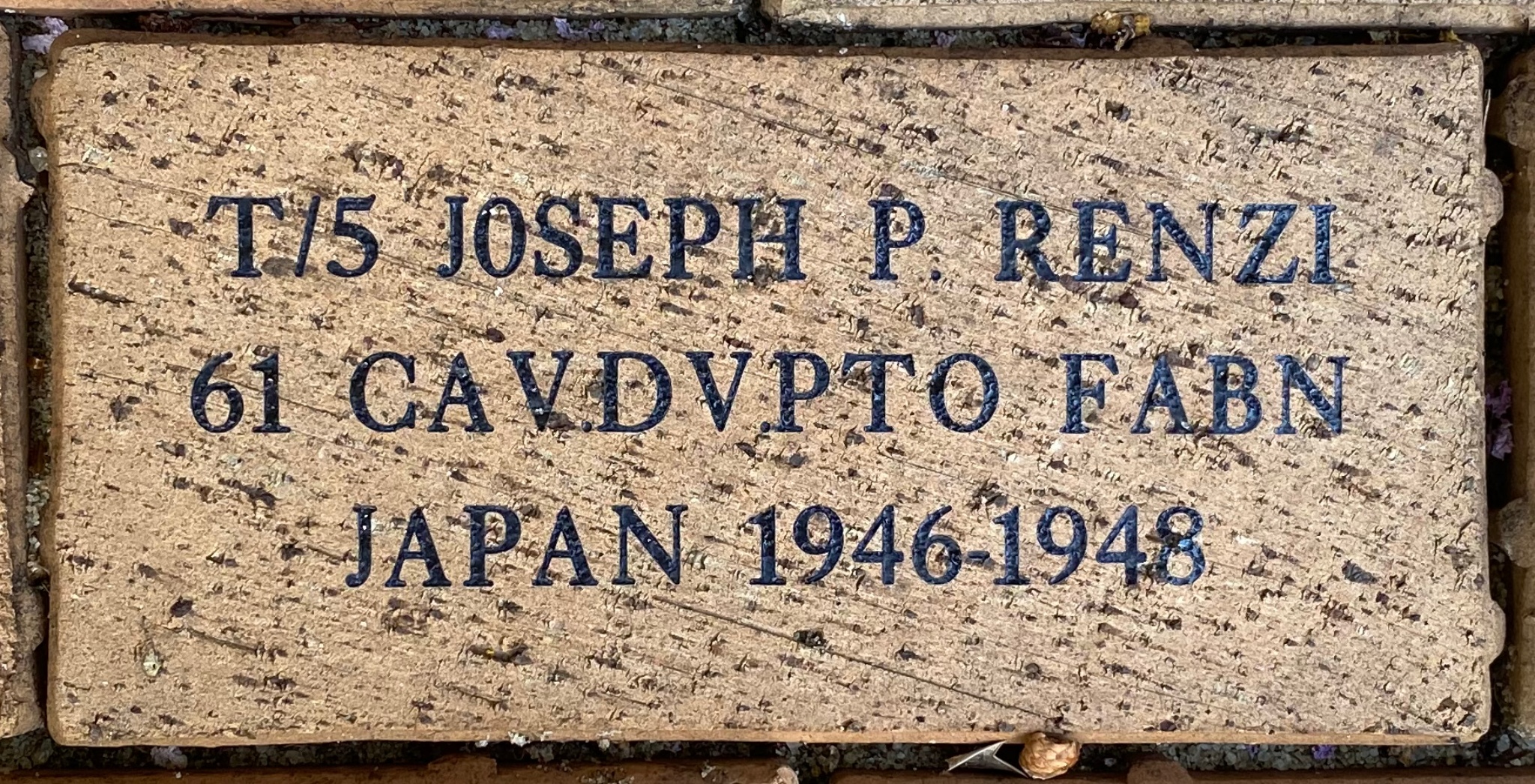 T/5 JOSEPH P. RENZI 61 CAV.DV.PTO FABN JAPAN 1946-1948