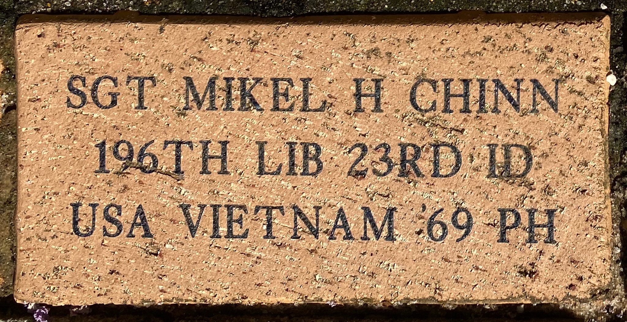 SGT MIKEL H CHINN 196TH LIB 23RD ID USA VIETNAM ’69PH