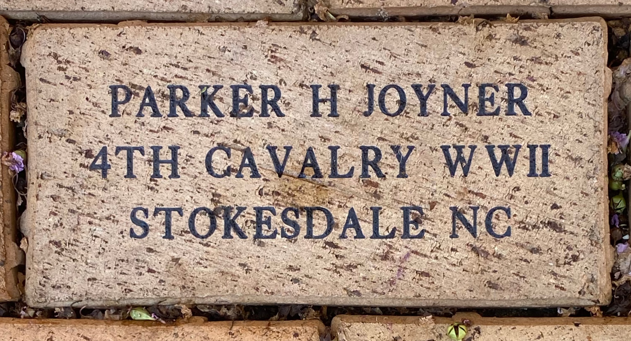 PARKER H JOYNER 4TH CAVALRY WWII STOKESDALE NC