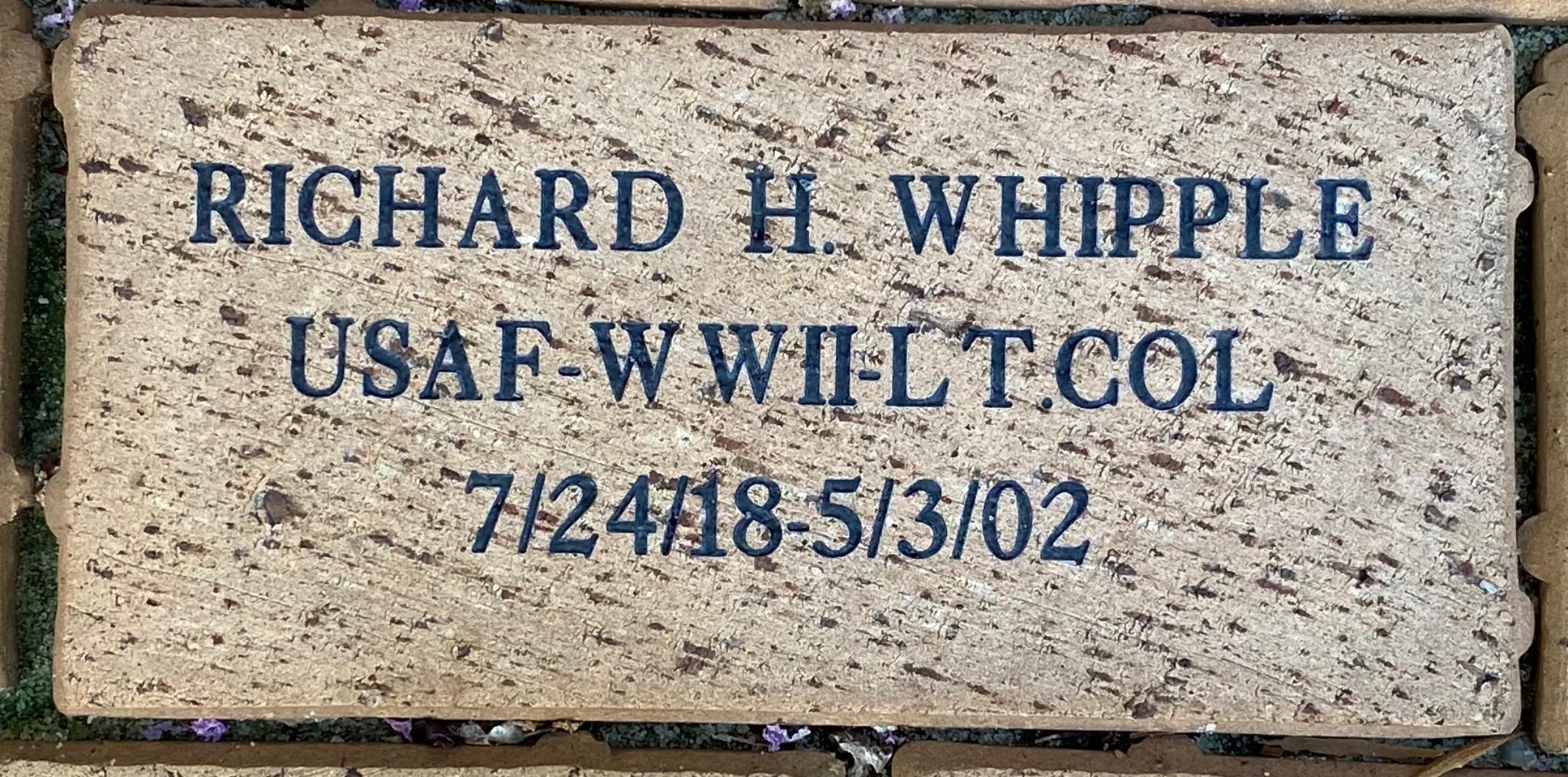RICHARD H. WHIPPLE USAF-WWII-LT.COL 7/24/18-5/3/02