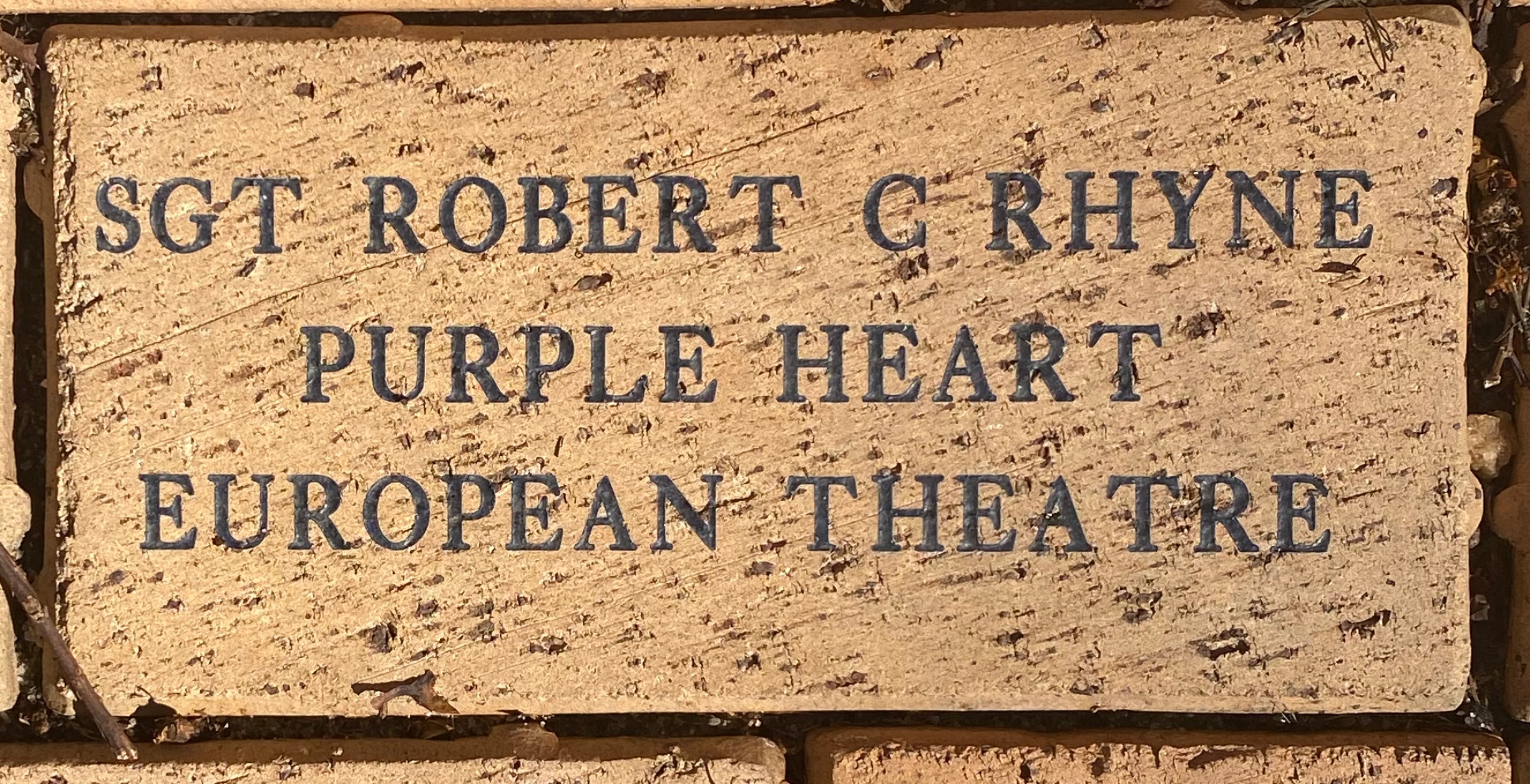 SGT ROBERT C RHYNE PURPLE HEART EUROPEAN THEATRE
