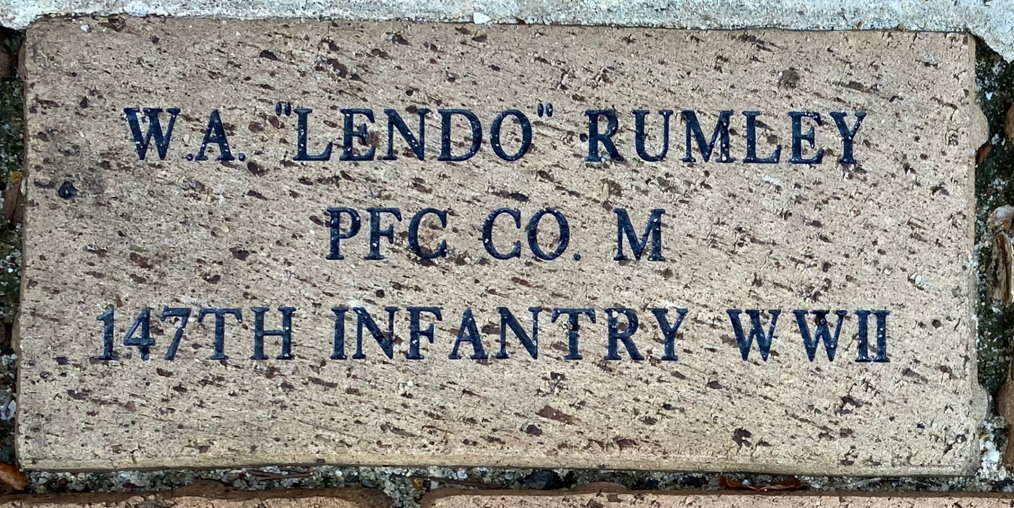 W.A. “LENDO” RUMLEY PFC CO. M 147TH INFANTRY WWII