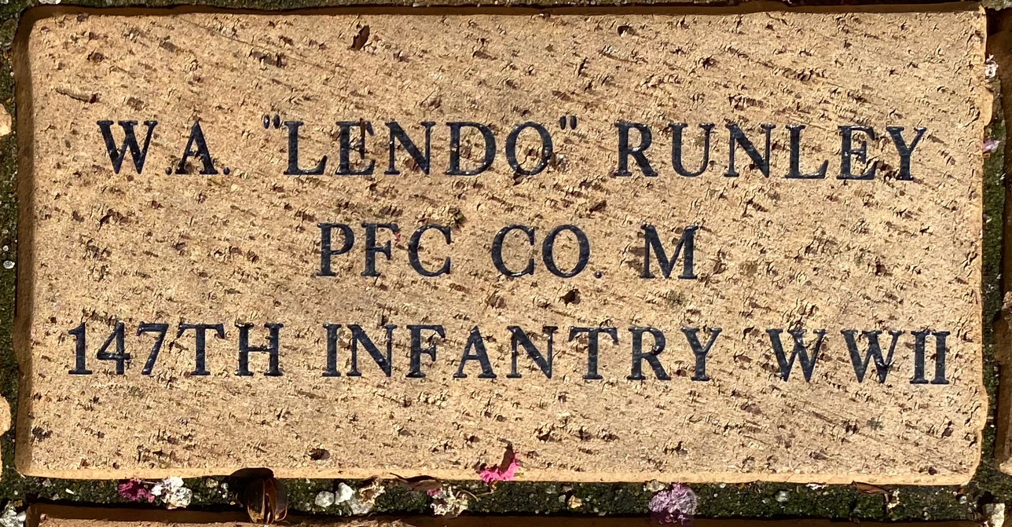 W.A. “LENDO” RUNLEY PFC CO. M 147TH INFANTRY WWII