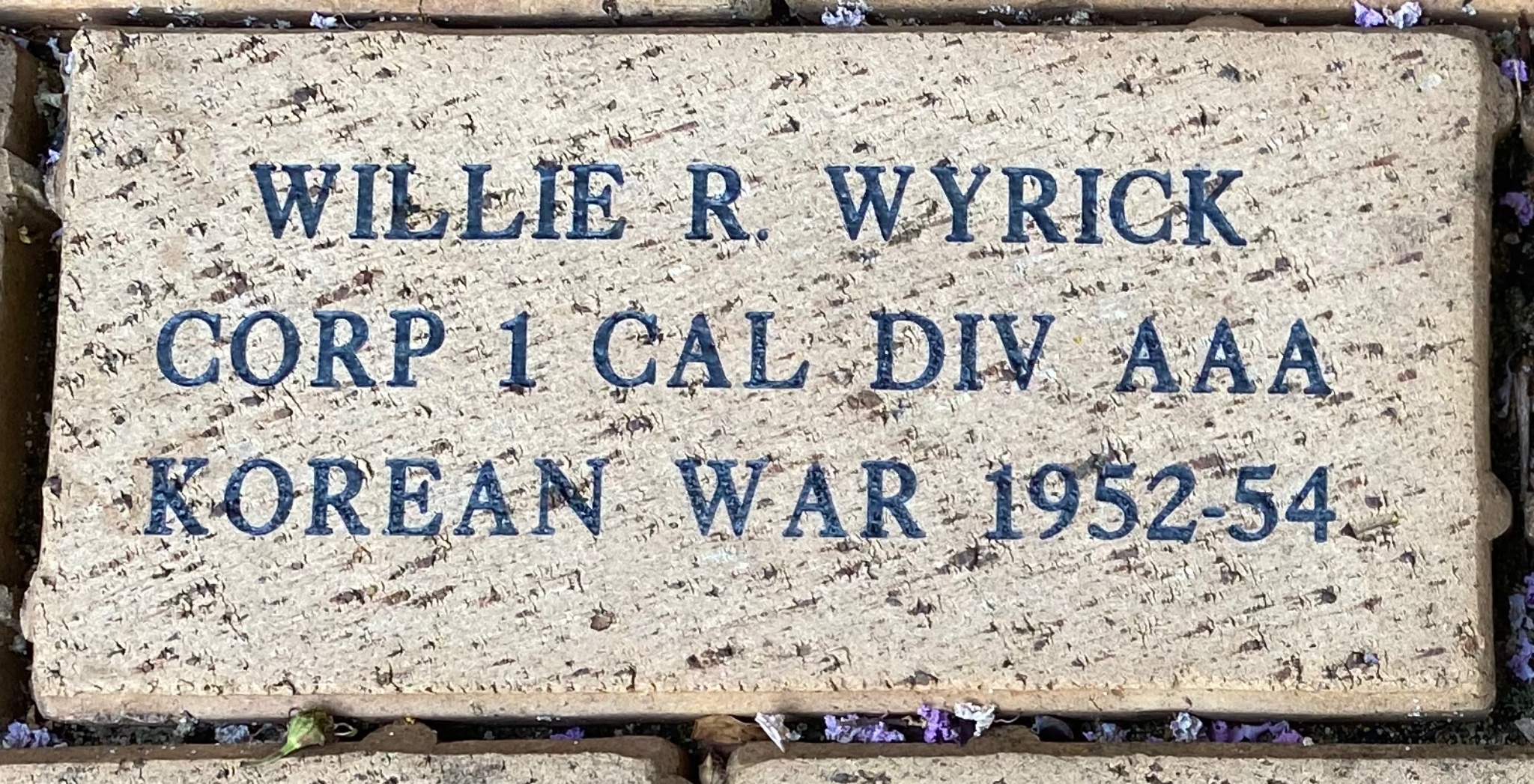WILLIE R. WYRICK CORP 1 CAL DIV AAA KOREAN WAR 1952-54