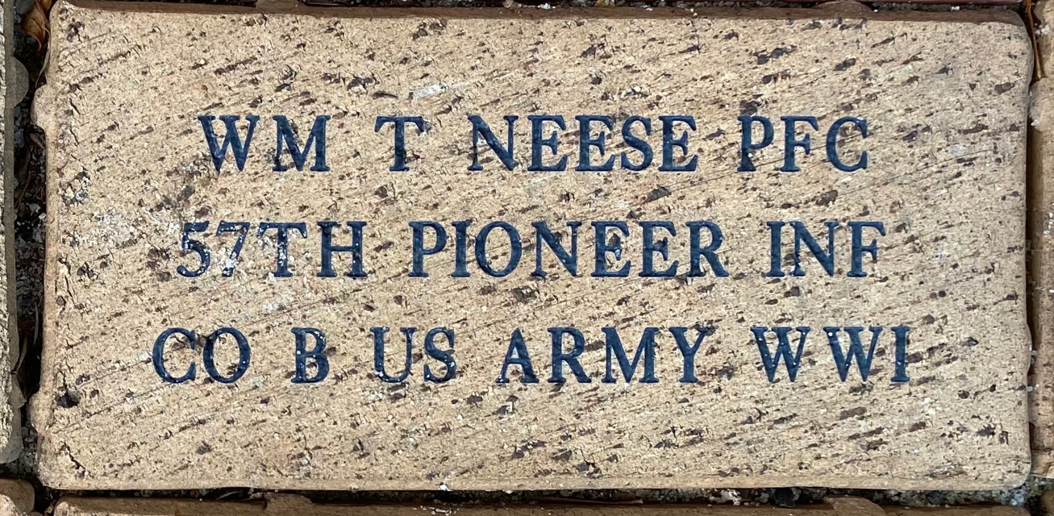 WM T NEESE PFC 57TH PIONEER INF CO B US ARMY WWI