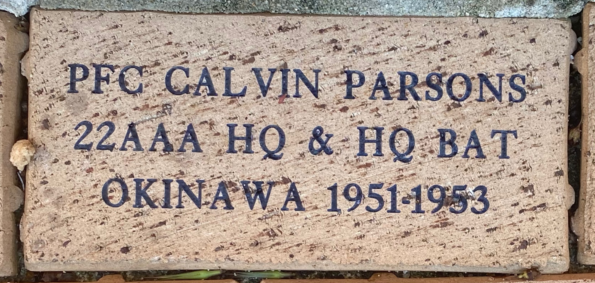 PFC CALVIN PARSONS 22AAA HQ & HQ BAT OKINAWA 1951-1953