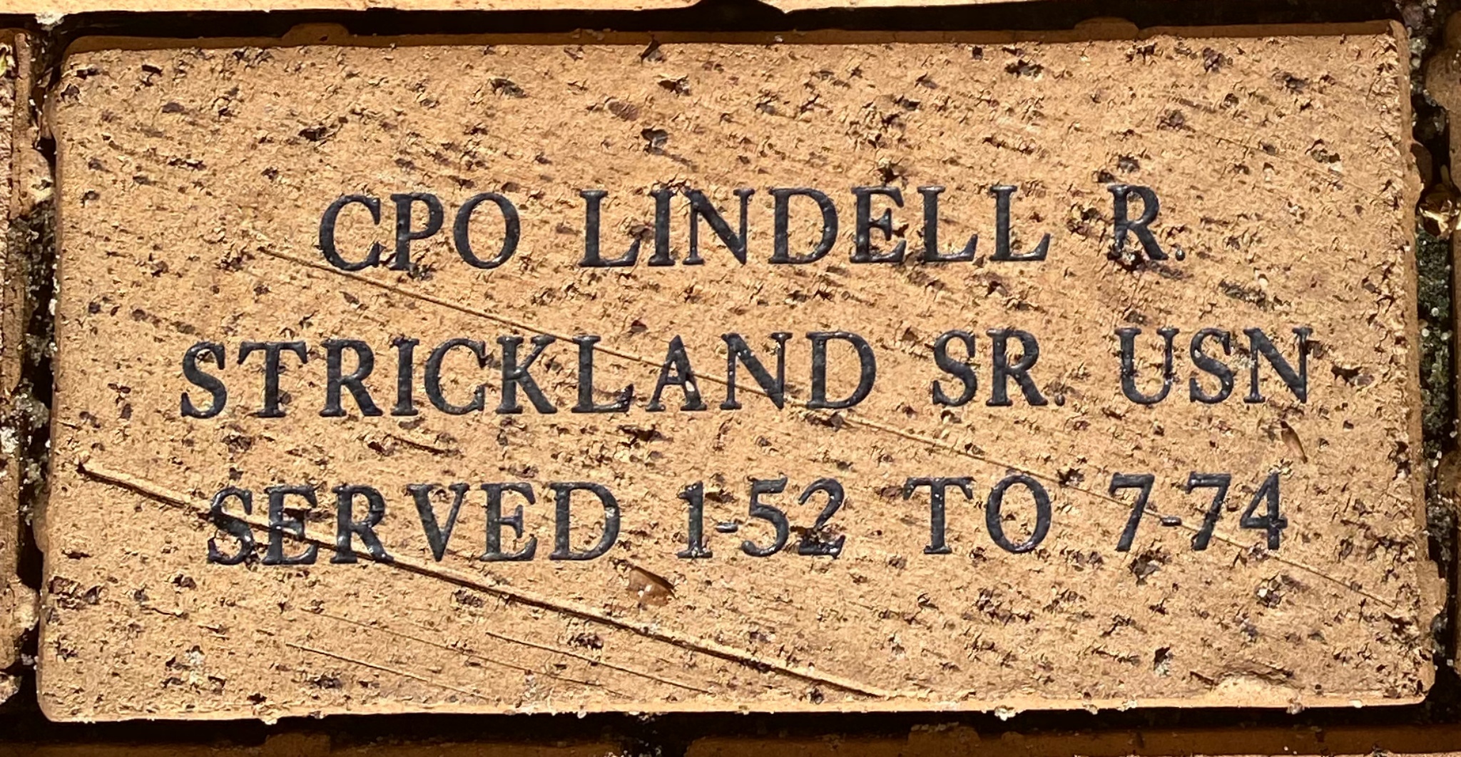 CPO LINDELL R. STRICKLAND SR. USN SERVED 1-52 TO 7-74