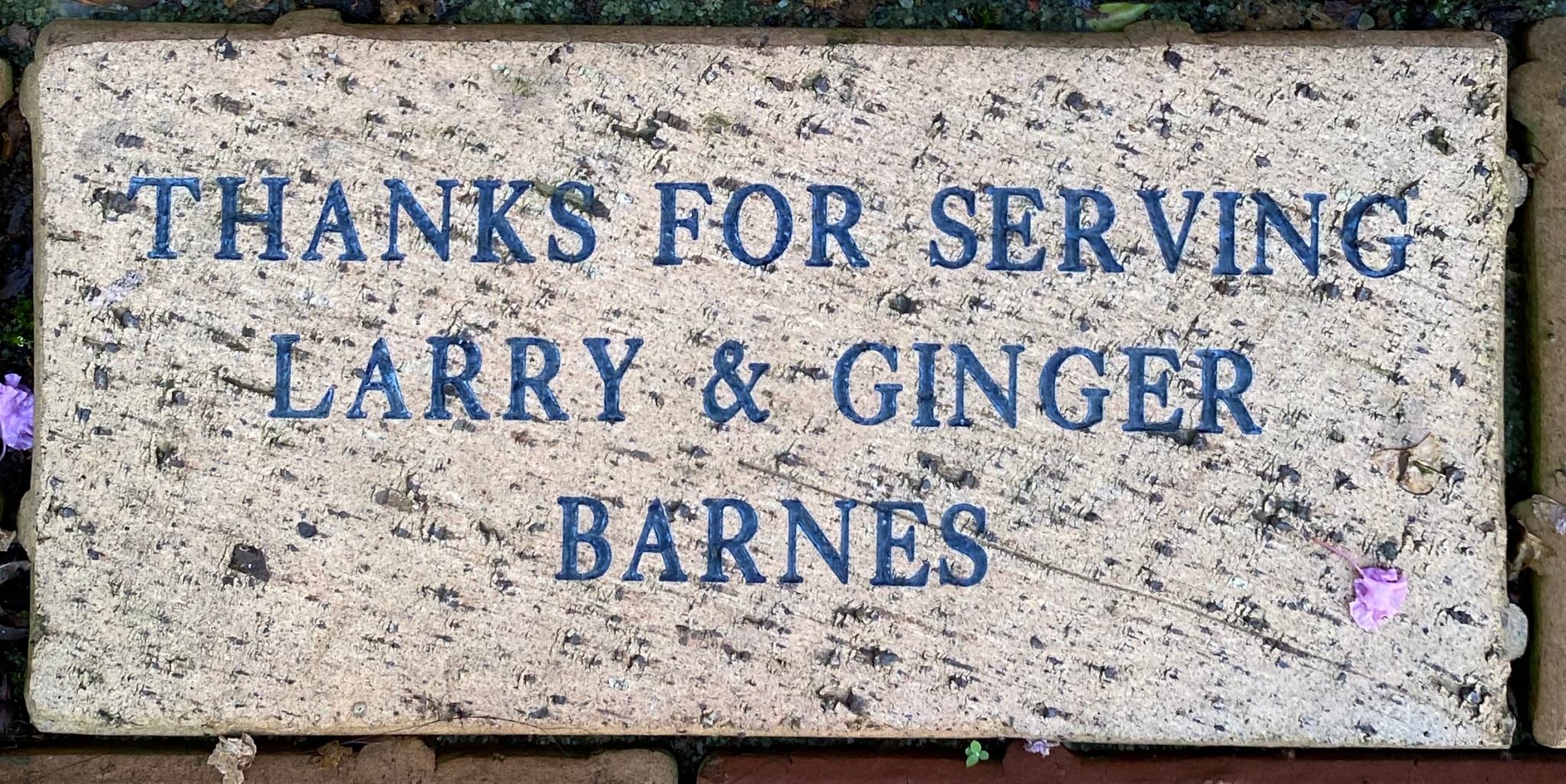 THANKS FOR SERVING LARRY & GINGER BARNES