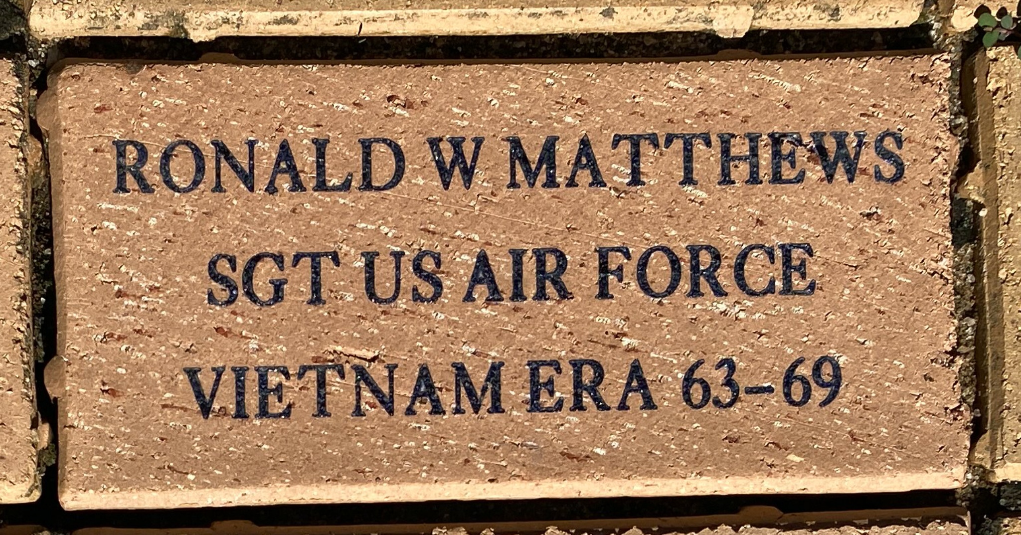 RONALD W MATTHEWS SGT US AIR FORCE VIETNAM ERA 63-69