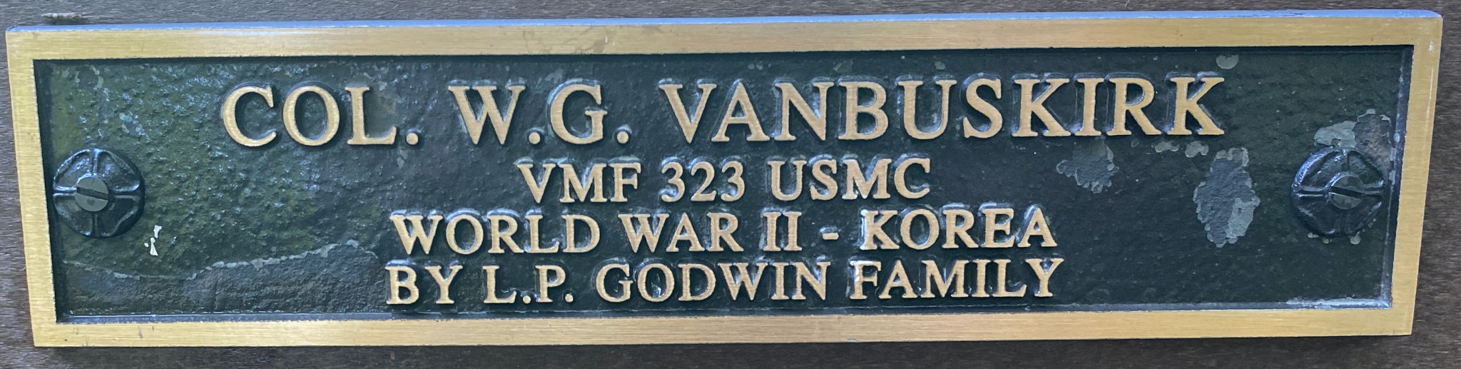 COL. W.G. VANBUSKIRK VMF 323 USMC WORLD WAR II – KOREA BY L.P. GODWIN FAMILY