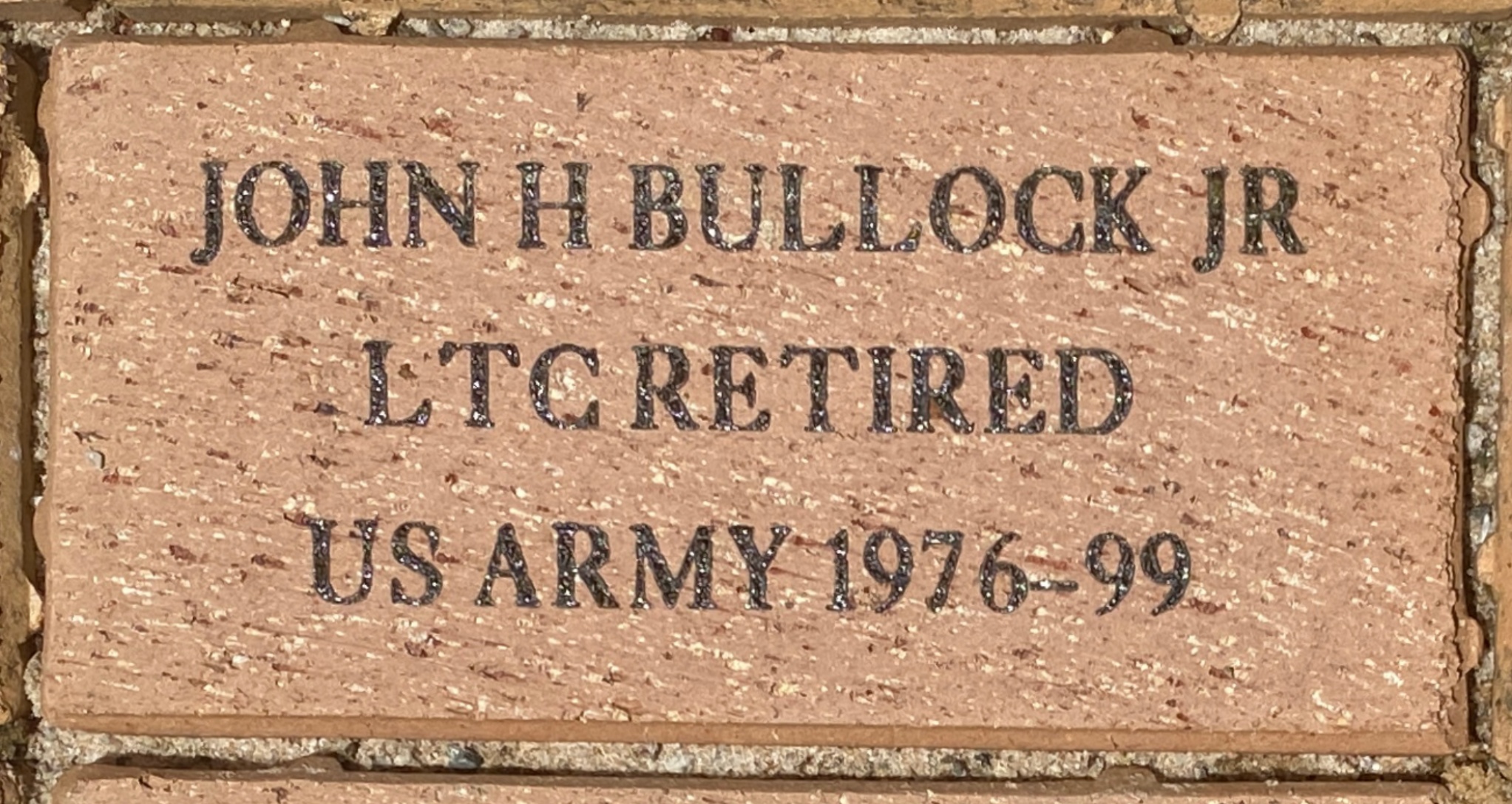 JOHN H BULLOCK JR LTC RETIRED US ARMY 1976-99